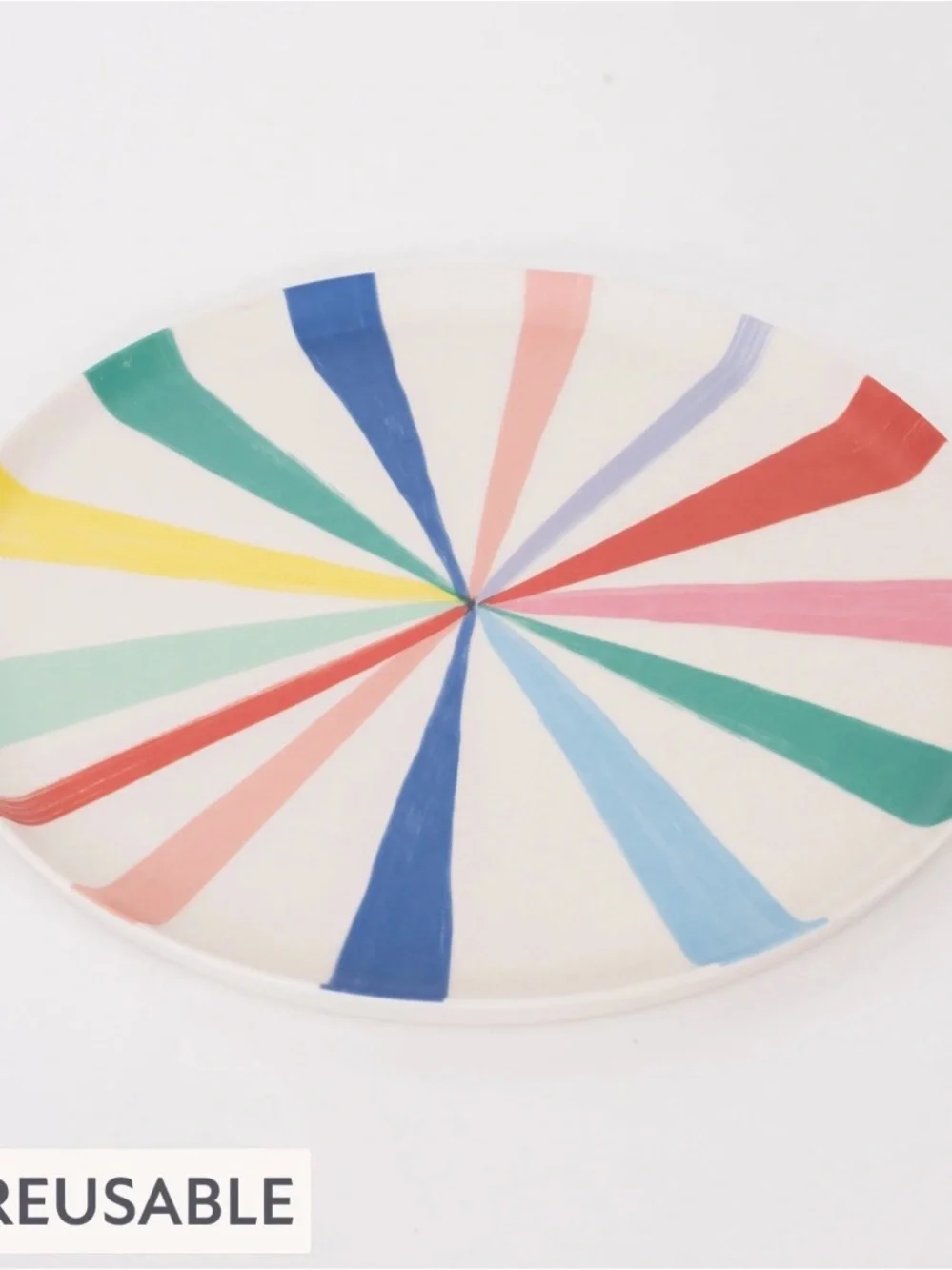 Set of 6 Meri Meri Rainbow Stripe Bamboo Dinner Plate